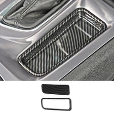 For Dodge Charger 2015+ Center Console Gear Shift Storage Box Trim Carbon Fiber