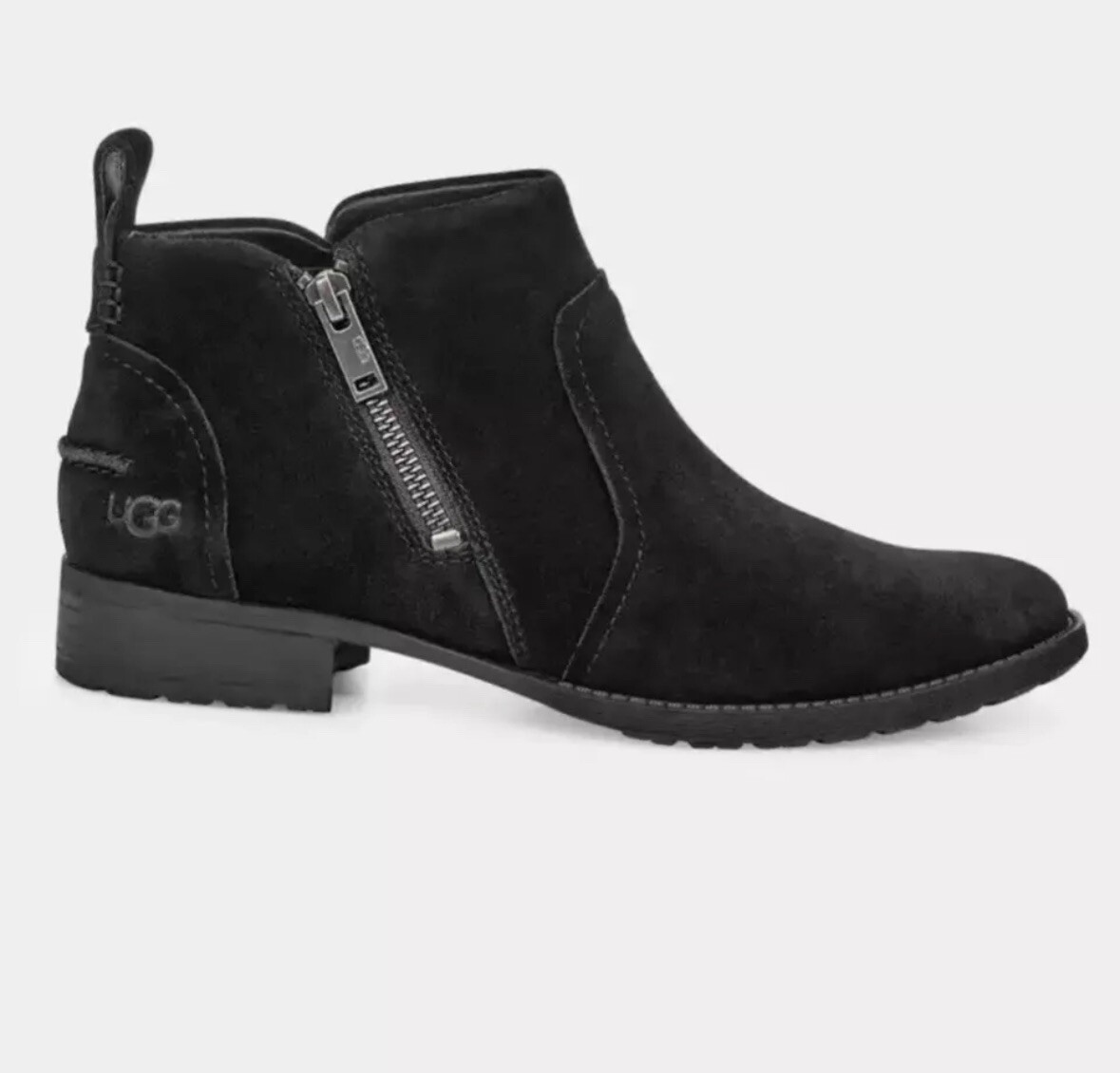 UGG AUREO BLACK SUEDE ANKLE BOOTS SIZE 5 UGG Aureo Black Suede Short Boots 1094889 Outside Zipper | eBay main image 4