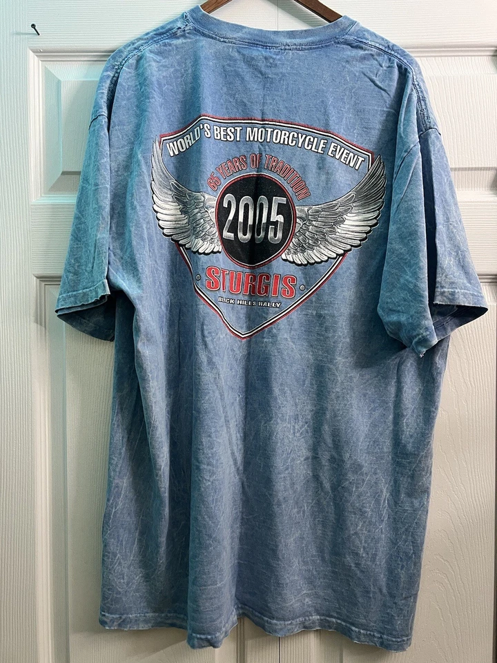 MENS XL MOTORCYCLE SHIRT SLEEVELESS STURGIS 2005 BLACK HILLS RALLY  - Image 4 of 4