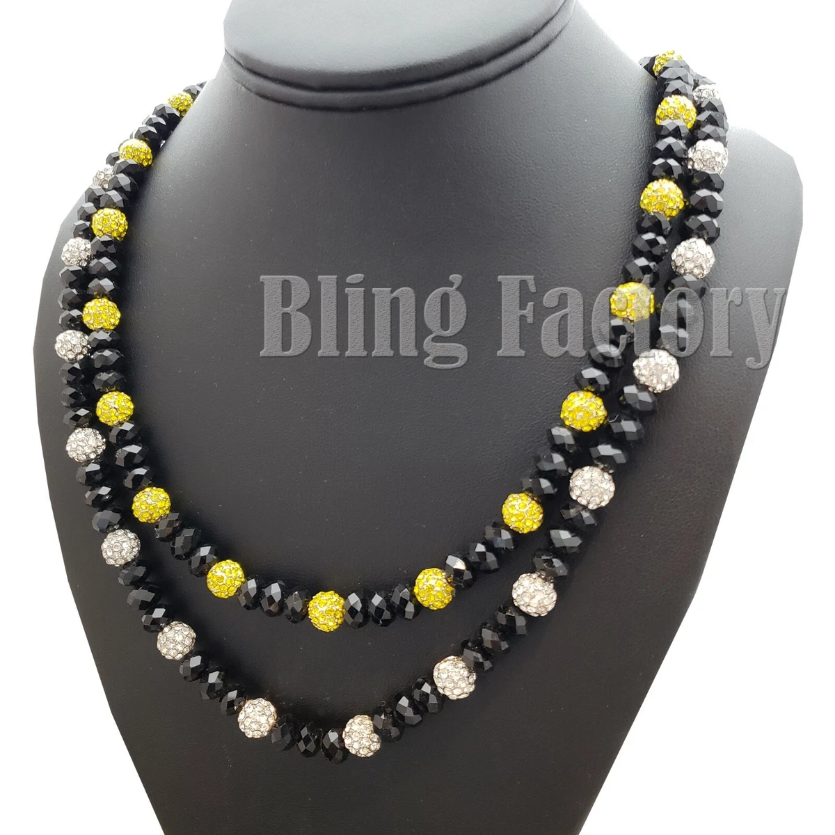 MEN S HIP HOP RAPPER S GOLD SILVER PT SHAMBALLA BEAD 8mm 24