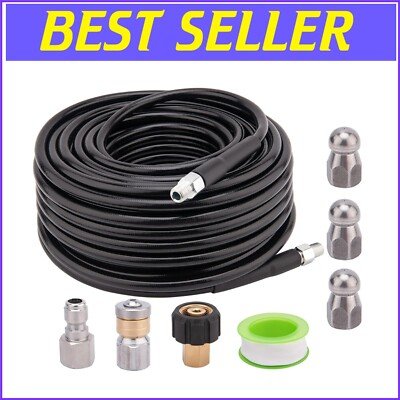 #ad #ad Heavy Duty 100 Ft Pressure Washer Drain Cleaning Hose with Rotating Nozzle $64.59