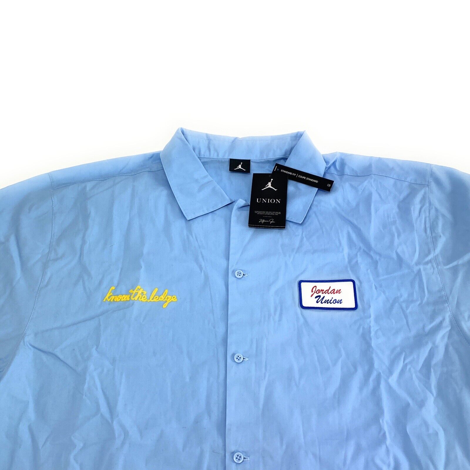 Jordan X Union Mechanic Psychic Blue Button Up Shirt CV1356-436 Size XL-T