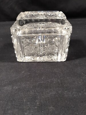glass cigarette box ABCG American Brilliant Cut Glass Cigarette Box & Ashtray c.1900