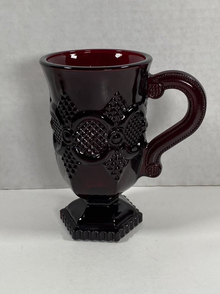 2 Vintage Avon 1876 Cape Cod Ruby Red Glass Footed Irish Coffee Mugs eBay