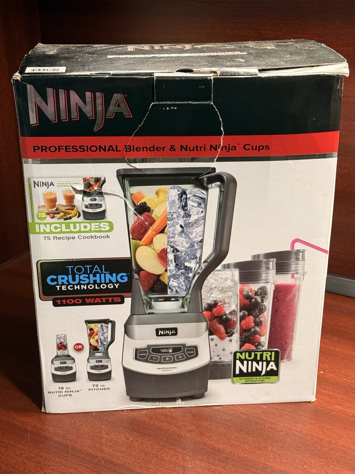 Ninja Professional 1100W Blender w/ 2 BONUS Nutri Ninja 16oz