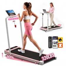 3.0HP Walking Pad with Incline 10 , Foldable Treadmill for Home with Handle Bar