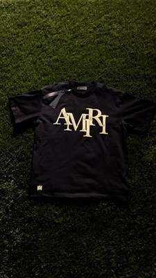 AMIRI Black Logo Graphic Crew Neck Short Sleeve Cotton T-Shirt Men s L/XL NWT