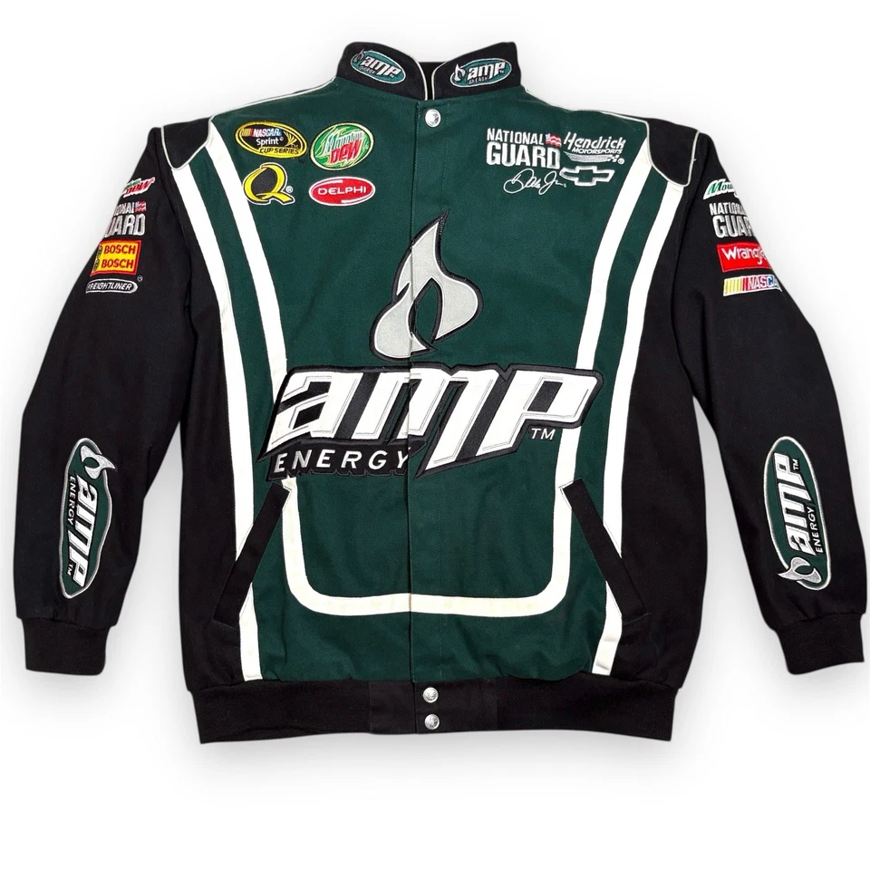 Vtg Dale Earnhardt Jr Amp Energy Green NASCAR Jacket Mens Large Chase Authentics - Image 1 of 4