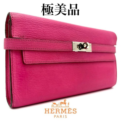 Hermès Kelly Wallet Chevre Rose Shocking C Stamp Used