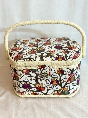 Michley Owl Patterned Sewing Basket Kit Designed For Organizing Sewing Supplies