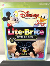 1980's MB Lite-Brite DISNEY Characters Picture Refills PAPER Mickey Donald