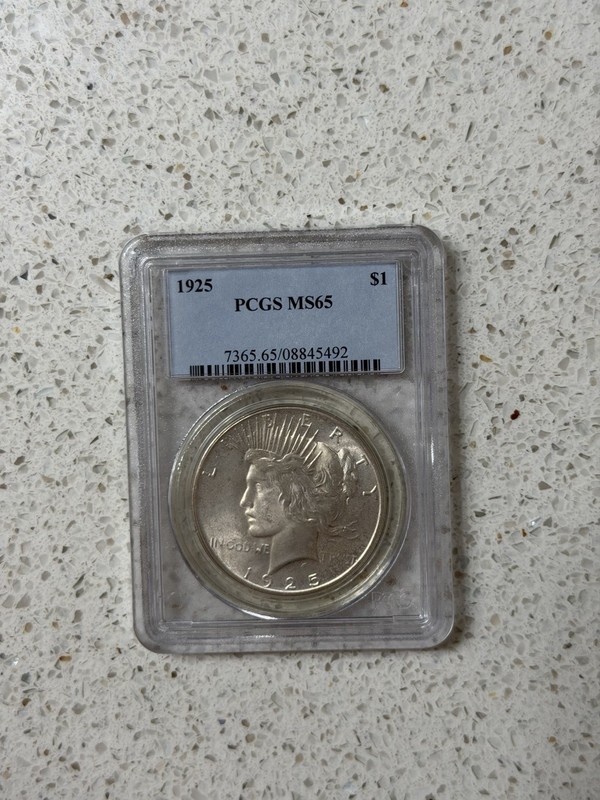 1925 Silver Peace Dollar $1 PCGS MS65