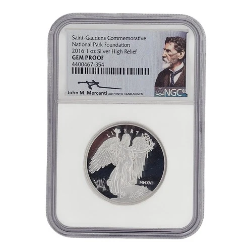 2016 Silver Saint Gaudens 1 ozt Silver Commemorative NGC Gem PR Signed Mercanti
