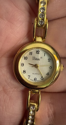 #ad #ad Vivani Gold Tone Rhinestone Quartz Watch Japan Movt Needs Battery AS IS $9.95