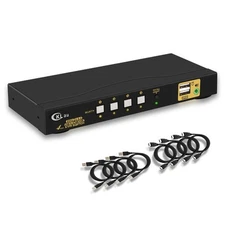 Cklau Kvm Switch Hdmi 4 Port Wit Audio And 4 Kit Cables, 4 Port Hdmi K