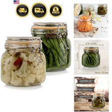 Glass Jars with Airtight Lids 24 oz Set of 2 Shock Resistant Food Storage