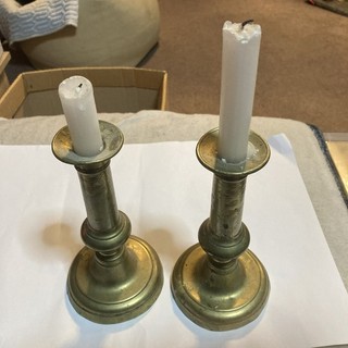 2 Vintage Brass Candlestick Holders
