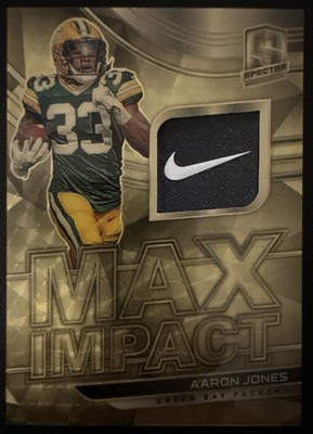 2021 Spectra Max Impact Aaron Jones Gold Vinyl Swoosh 1/1 #MI-AJ