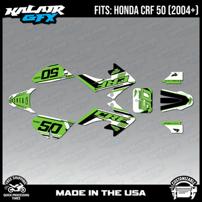 Graphics Kit for Honda CRF50 (2004-2012) or (2013+) Evolution-Green Shift