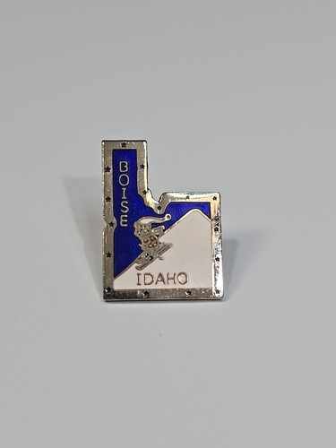 Boise Idaho Travel Souvenir Lapel Pin Map Shape Skier