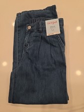 Cat and Jack Girls Wide Leg Adjustable Waist Raw Hem Jeans ( Med)