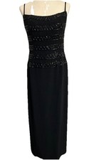B’zar Women’s Vintage 90s Dress Gown Beaded Black Formal Vintage 10
