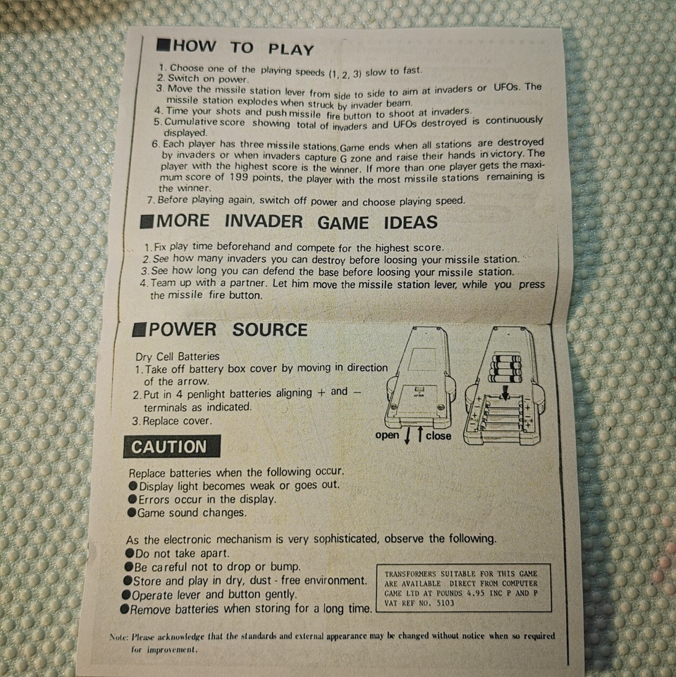 1980's Galaxy Invader Computer Game CGL Colour Galaxian Space Invaders ...