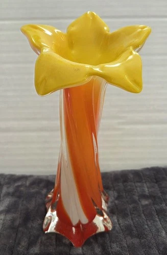 Vintage Murano Style Calla Lily Jack In the Pulpit Vase Art Glass Flower 11.75"