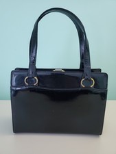 Vintage 1960's Saks Fifth Avenue Black Patent Leather Purse Bag