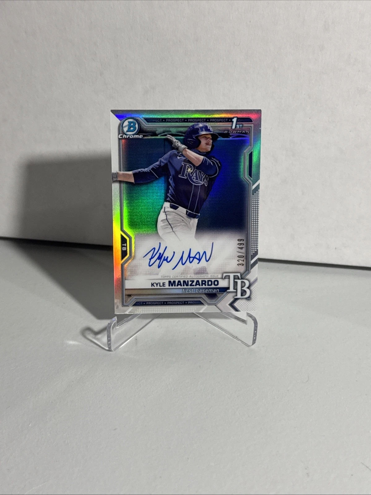 2021 Bowman Chrome 1st Kyle Manzardo #CDAKM Refractor 1st Auto #/499