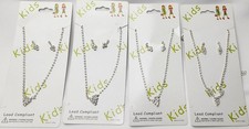 Girls Rhinestone Necklace Earrings Set 4 pack