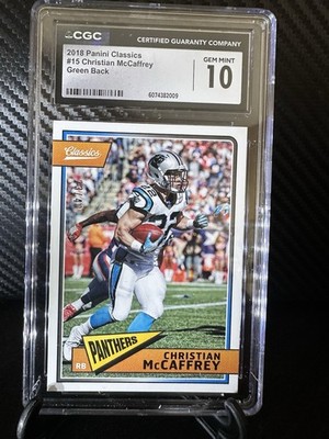 2018 Panini Classics - Christian McCaffrey #15 Green Back /40 CGC 10 💎 49’ers