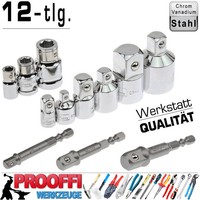 12-Tlg Stecknuss SteckschlüSsel Ratschen Adapter Bits Nuß Halter 1/4 3/8 1/2 3/4