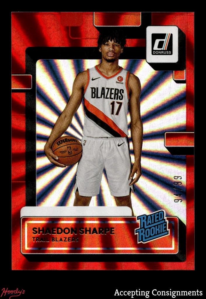 2022-23 Donruss Holo Red Laser #207 Shaedon Sharpe RC RATED ROOKIE 94/99 Blazers