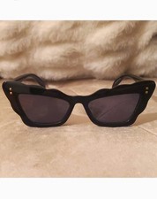 Black Cat Eyed Fashion Sunglasses With Gold Studs