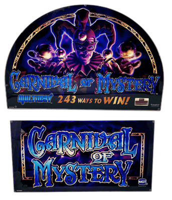 Two Piece Lot ''Carnival of Mystery'' Slot Machine Glass for IGT S2000