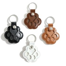 4pcs Pet Paw Shape Leather Keychains, Handmade Fur Keepsake for Cats and 4-DEEP