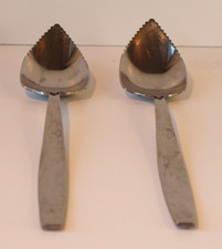 Set of Two Vintage Serrated Stainless Steel Grapefruit Spoons, Taiwan