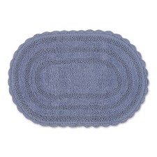 Reversible Crochet Bath Mat - Small Oval 17x24, Stonewash Blue, Soft  Durable