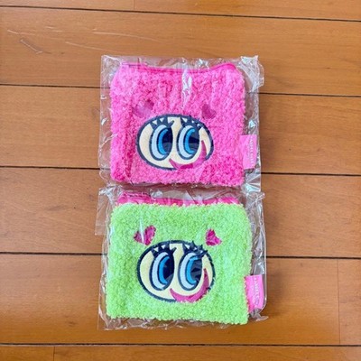 Set of 2 angel blue fluffy square pouches