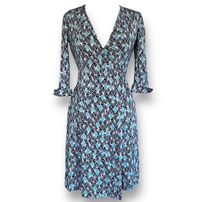 Diane von Furstenberg DVF Womens Wrap Dress Sz 4 Blue Geometric Silk Jersey Knit | eBay Diane von Furstenberg DVF Womens Wrap Dress Sz 4 Blue Geometric Silk Jersey Knit | eBay