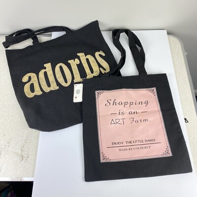 x Tote Bag Lot Forever 21 Graphic Print Book Bag Purse Travel New  Shopping