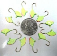 Jon's Ice Jigs Custom Painted Sunfish Style (12) Size 8 Hook, Chartreuse #JIJ156