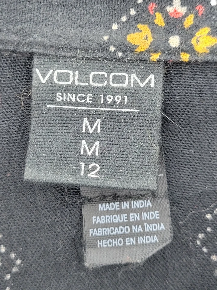 Volcom Top Womens Medium Black tribal Boho Print Long Sleeve Button Up Flosy - Image 3 of 4