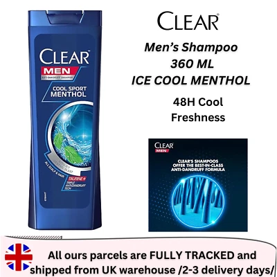 CLEAR PRODUCTS Anti Dandruff Shampoo Cool Sport Menthol Mint Extract All Scalp Hair Size 360 ml