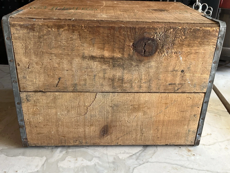 Caja de madera vintage BELLFAST Ginger Ale Soda Pop envío gratuito EE. UU. Foto 3 de 4