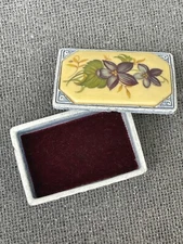 Florenza Floral Lid Jewelry Trinket Box Red Velvet Lining 2 Separate Pieces Vtg
