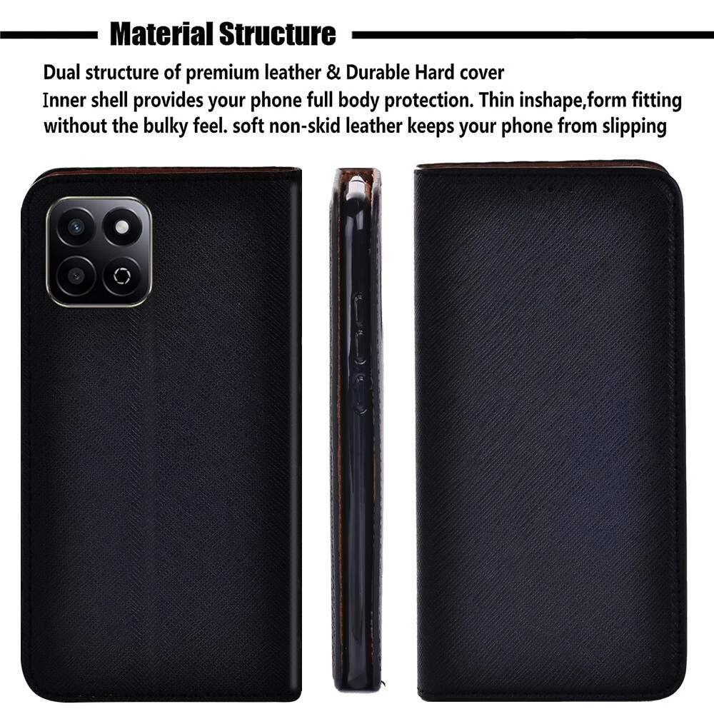 Leather Stand Cover Case - For Honor 200/200 Lite/200 Pro/200 Smart/Play 60 Plus - Picture 2 of 23