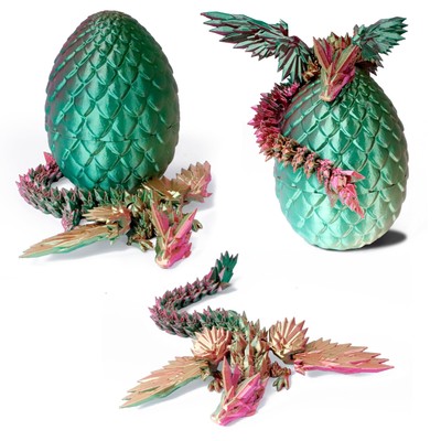 3D Printed Flying Dragon Toy in Egg - Colorful Fidget Desk Pet