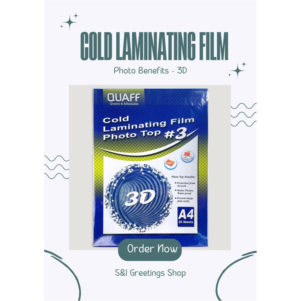 Cold Laminating Film A4 / Glossy / Matte / 3D / Leather / Glitter /Rainbow - Image 2 of 4